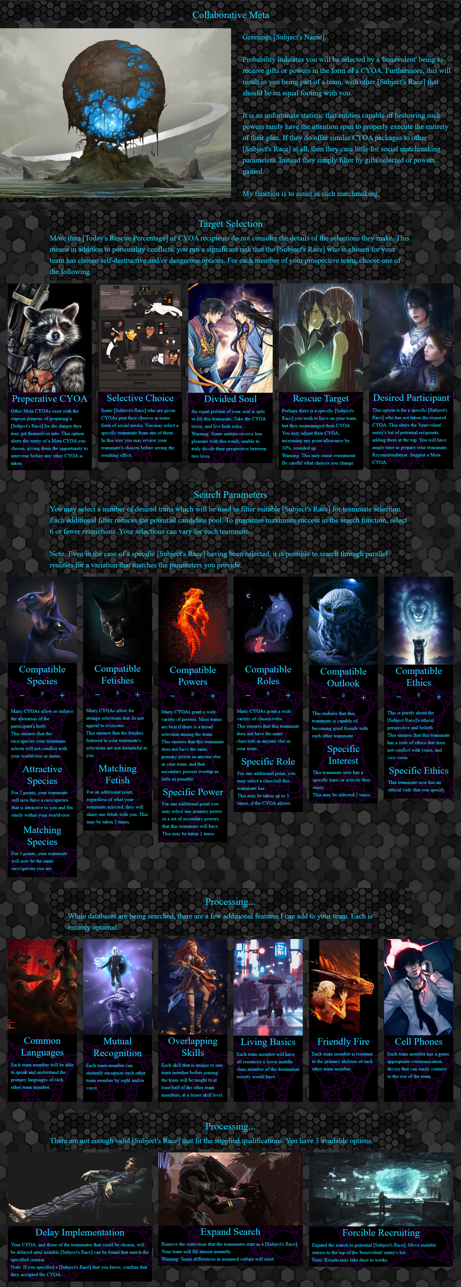 Interactive cyoa